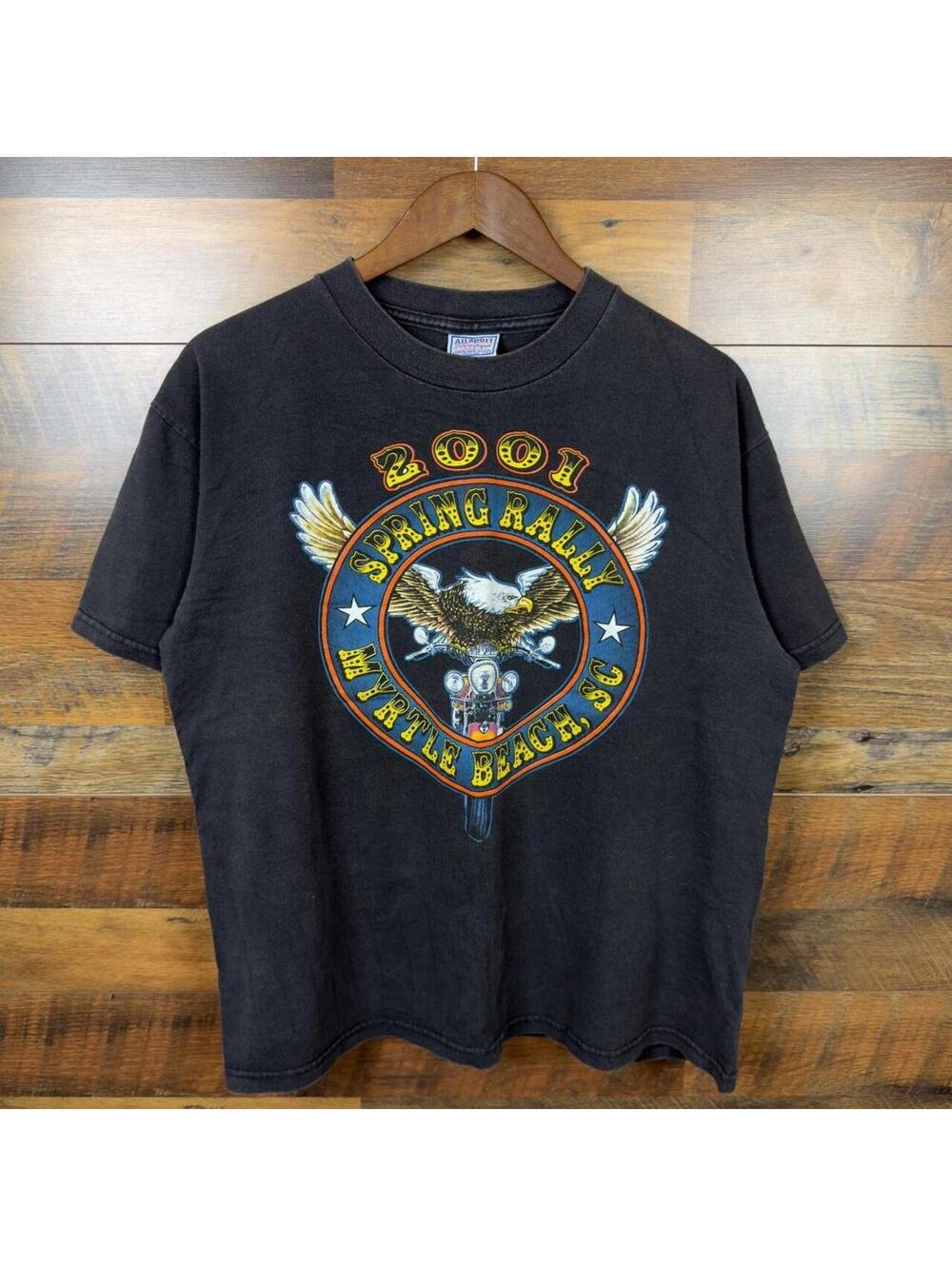 2001 Myrtle Beach Bike Week Eagle Graphic T-Shirt Large All Sport